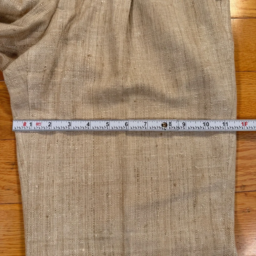 VTG‎ Polo Ralph Lauren Mens Beige Textured Linen Pleated Cuffed Trousers 30x28